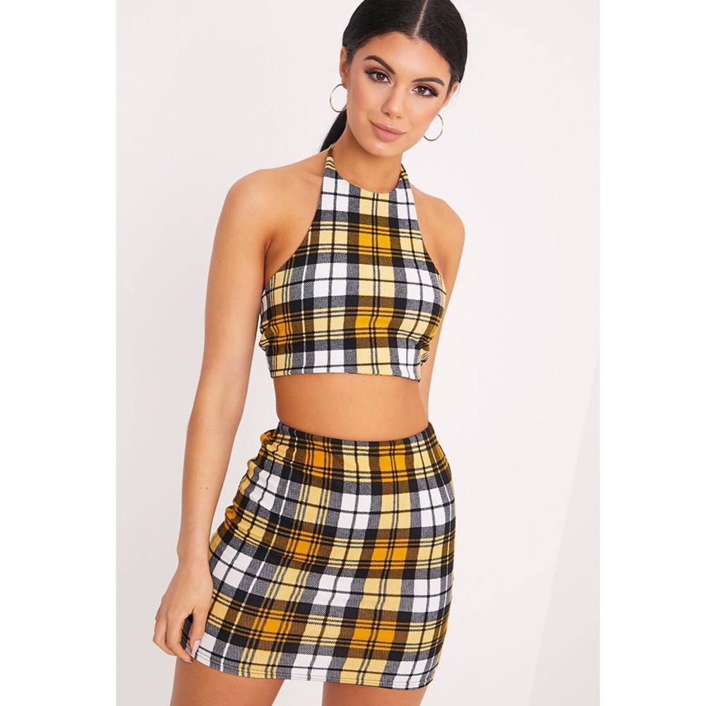 Rosa Check Print Halterneck Crop